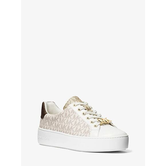 Michael Kors Poppy Color-Block Logo Sneaker Vanilla - 7 - Picture 1 of 3